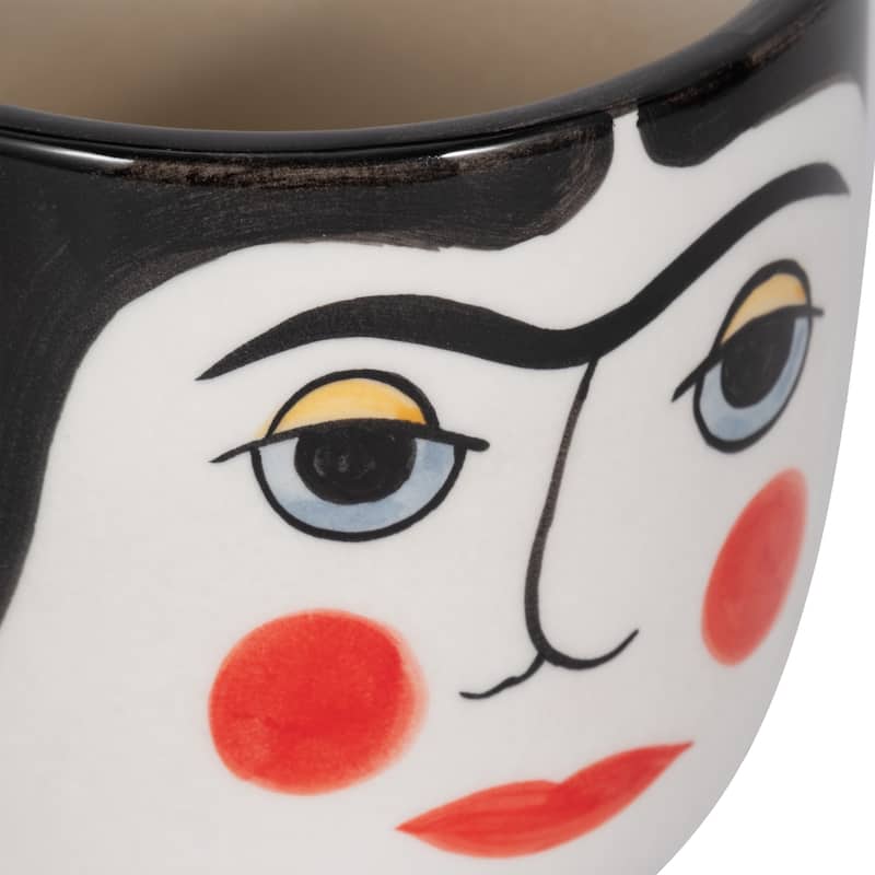 7"Hx6" Diameter, Frida Face Flower Vase, Black/White Finish, Made with Ceramic, Unique Decorative Vase for Centerpieces,
