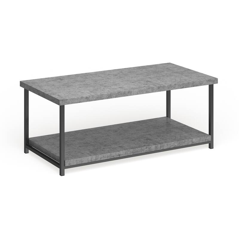Household Essentials Carbon Loft Shikibu Faux Slate Coffee Table with Storage Shelf