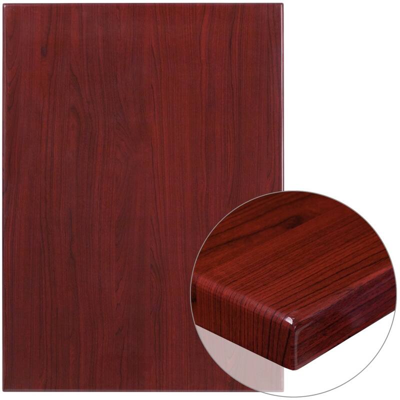 30'' x 42'' High-Gloss Resin Table Top with 2'' Thick Drop-Lip - Mahogany Finish - Mahogany