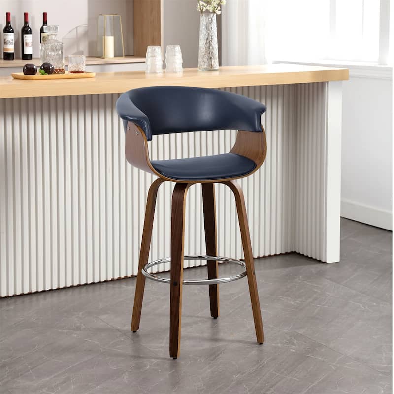 26"/29" Faux Leather Swivel Bar Stools, Wood Counter Stool