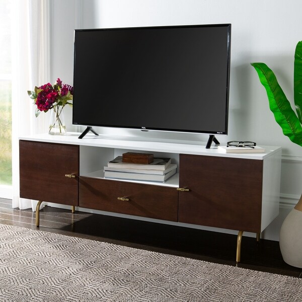SAFAVIEH Genevieve Media TV Stand - 54" W x 15.7" L x 19.7" H. Opens flyout.
