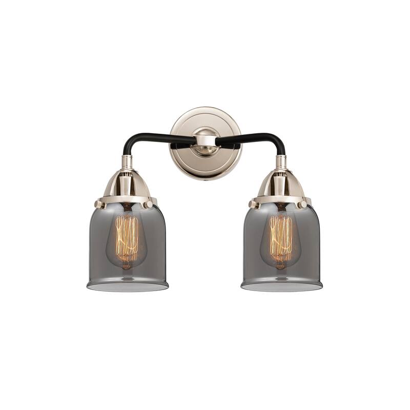 Innovations Lighting Nouveau 2 Bell - 2 Light 13" Bath Vanity Light - Black Polished Nickel/Light Smoke