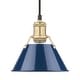 preview thumbnail 1 of 0, Yep by Golden Lighting Orwell 1-light 8in Pendant in Brushed Champagne Brass and Navy Blue shade - Gold
