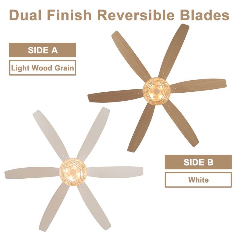 Bella Depot 65" Bohemia Large White Ceiling Fan with Light and Remote 6-Speed Modern Chandelier Fan Wood Bead Shade
