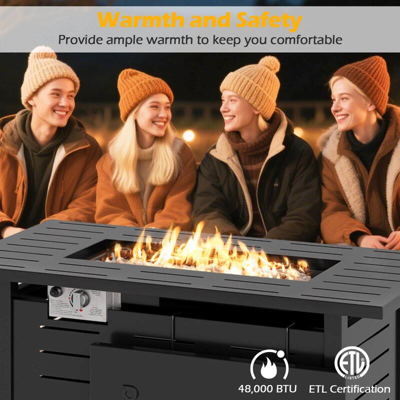 Costway 40-Inch Outdoor Propane Fire Pit with Lava Rocks Removable Lid - See Details