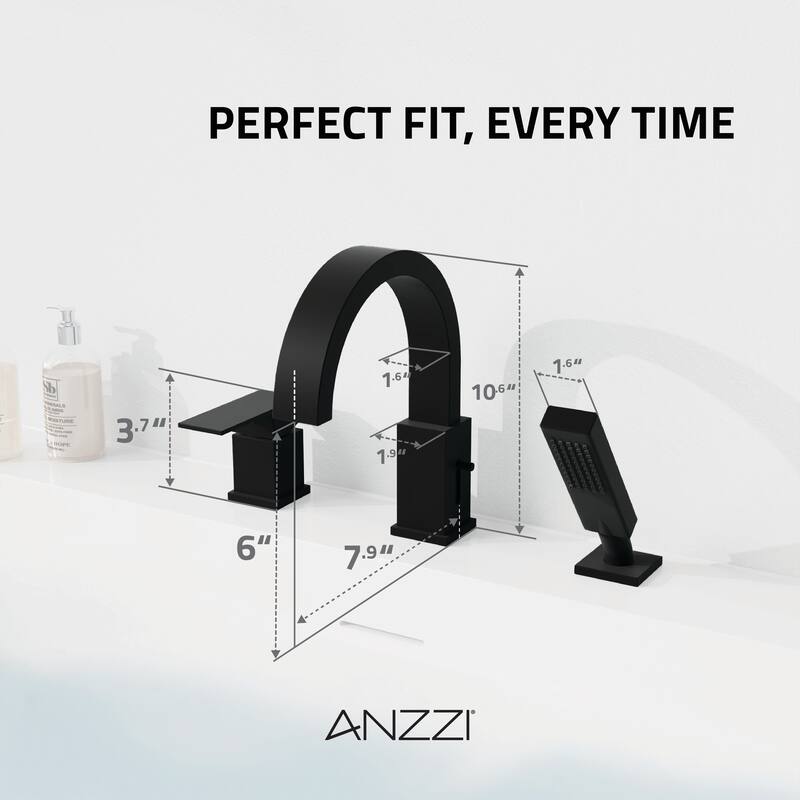 Bank Series 65 in. x 31 in. Flat Bottom Acrylic Freestanding Soaking Bathtub with Center Drain, Matte Black Faucet