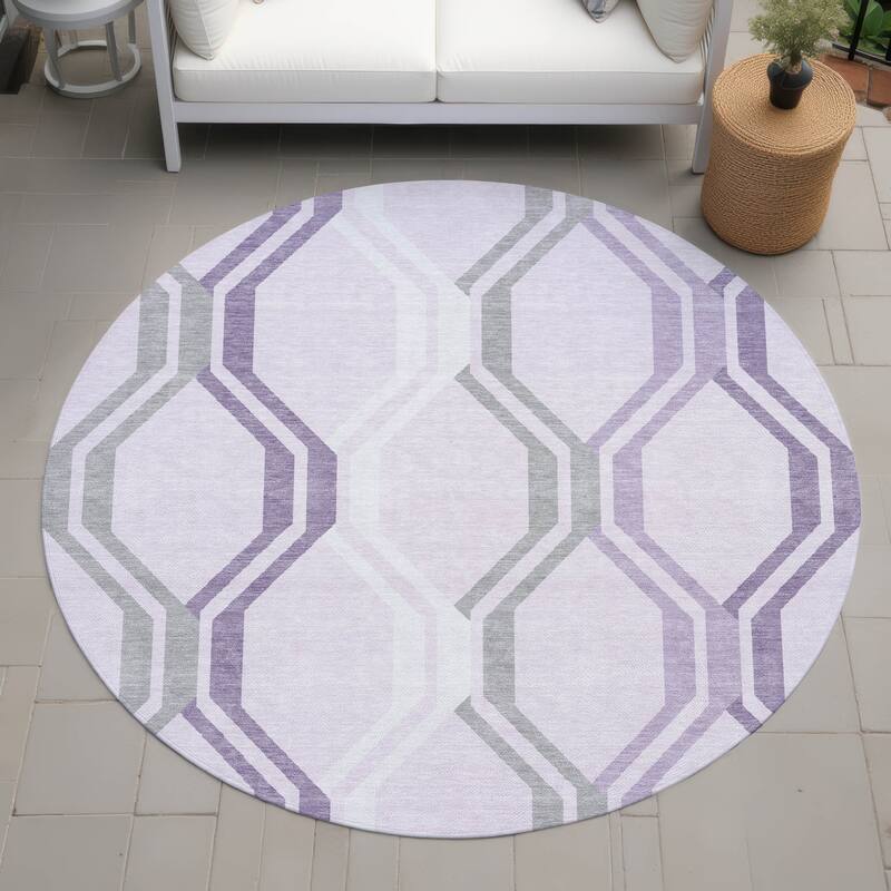 Machine Washable Indoor/ Outdoor Contemporary Dimensions Chantille Rug - Lavender - 8' x 8'
