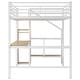 preview thumbnail 28 of 26, Full Size Loft Bed with Storage Staircase and Wardrobe, Modern Metal Loft Bed Frame with Desk, Charging Station and LED Light