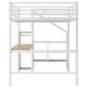 preview thumbnail 30 of 28, Full Size Metal Loft Bed with Desk & Small Wardrobe, Space-Saving LED Loft Bed Heavy Duty Bed Frame with Storage Staircase