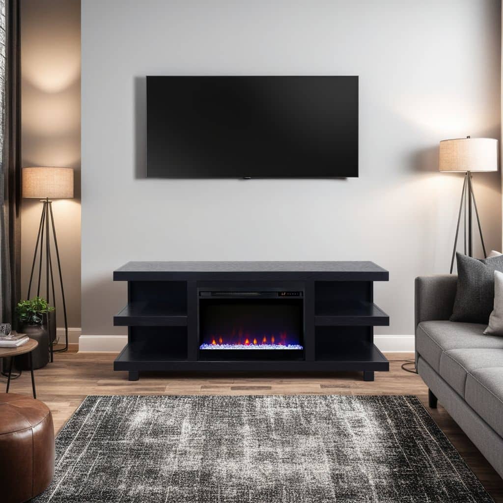 Laurel Canyon 65 inch Fireplace TV Stand for TVs up to 75 inches, Minimal Assembly, Clove Finish
