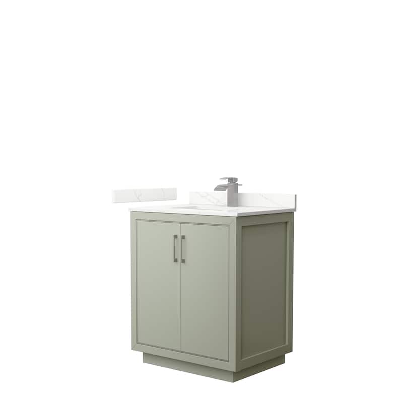 Icon 30-inch Single Vanity, Quartz Top - Light Green, Nickel Trim, Giotto Quartz Top