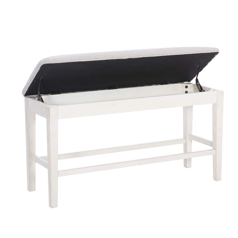 Mckee White Upholstered Storage Counter Dining Bench