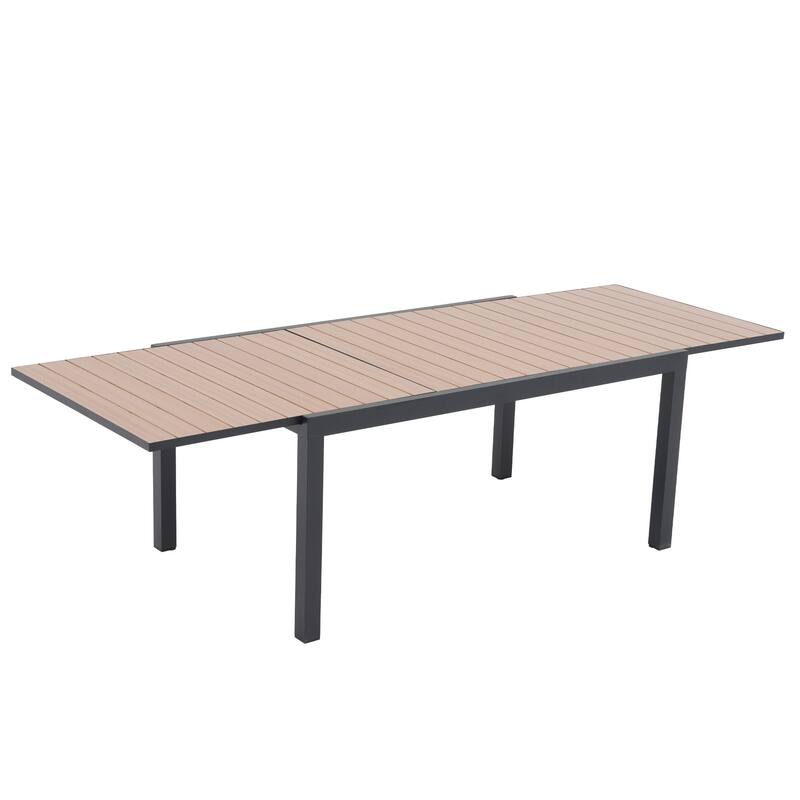 Outdoor Patio Dining Sets with Rattan Chairs and Aluminum Extendable Dining Table for 8 Persons