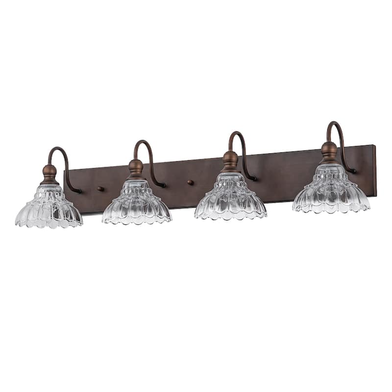 3/4-Light Vintage Bathroom Vanity Light with Clear Trumpet Glass Shades