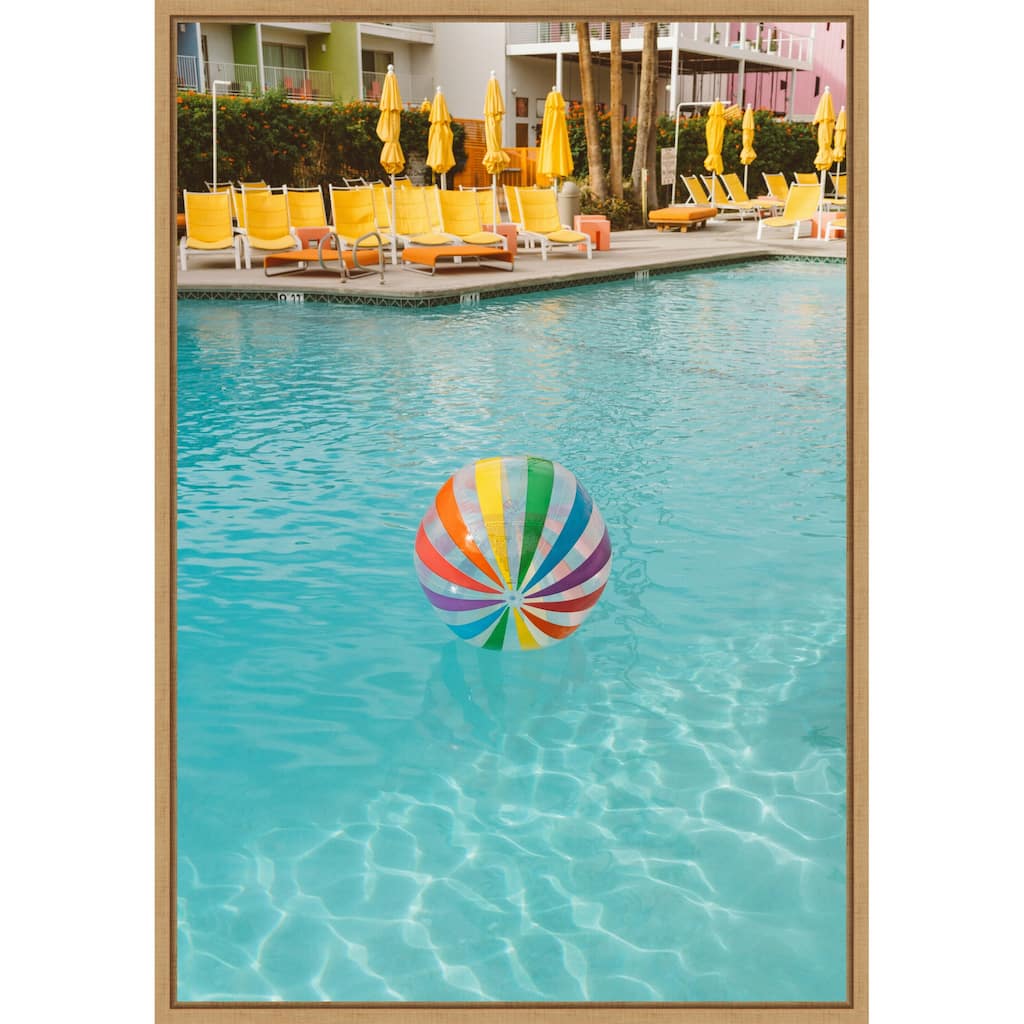 Palm Springs Pool Day by Bethany Young Framed Canvas Wall Art Print - Sylvie Natural