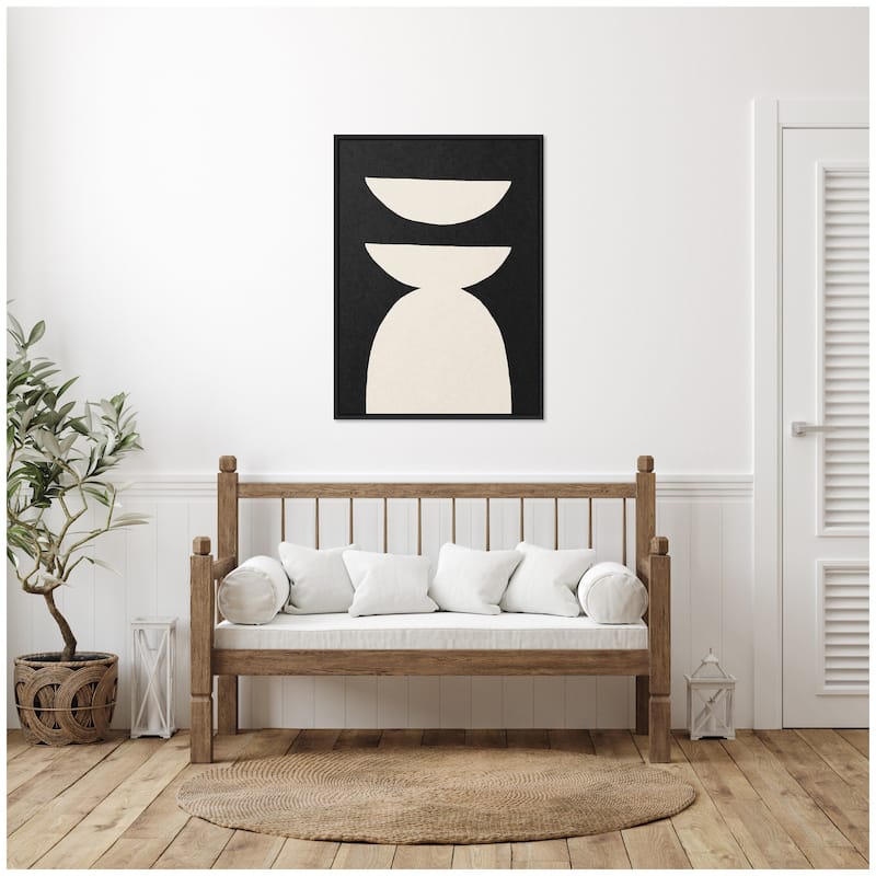 Kate and Laurel Sylvie White Geometric Abstract Framed Canvas by July Art Prints