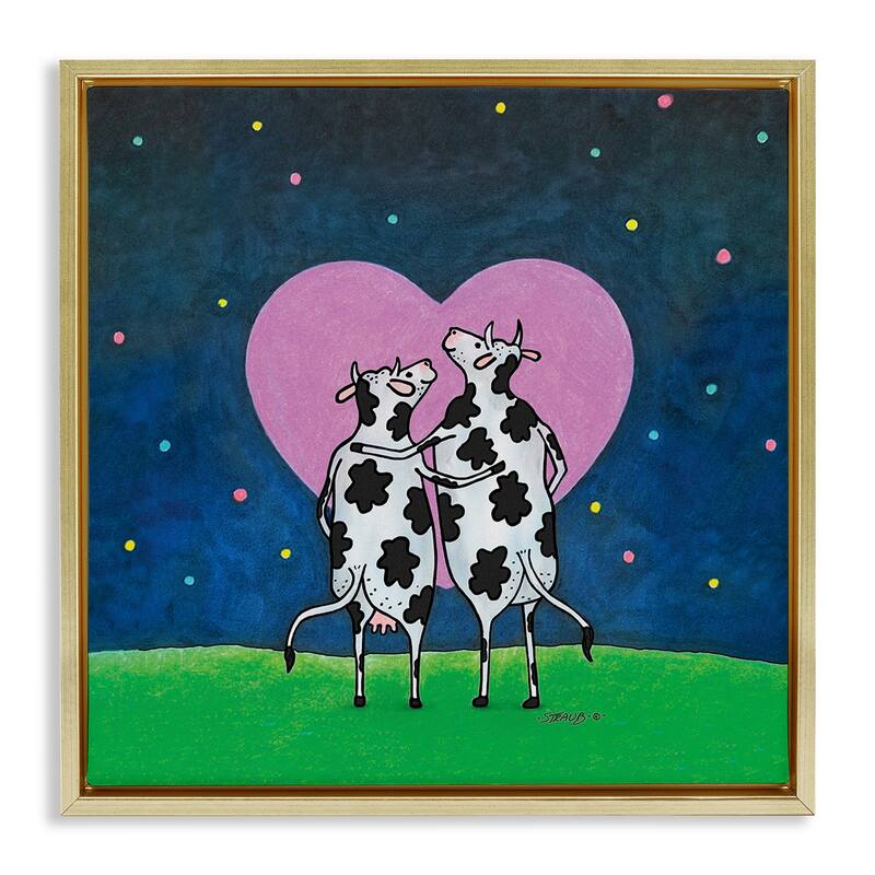 Stupell Loving Significant Udder Framed Floater Canvas Wall Art Design By Roger Straub - 18 x 18 - Gold