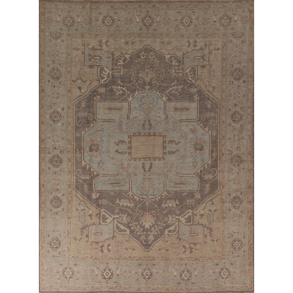 Oushak Turkish Area Rug Hand-Knotted Vegetable Dye Wool Carpet - 8'4" x 10'4"