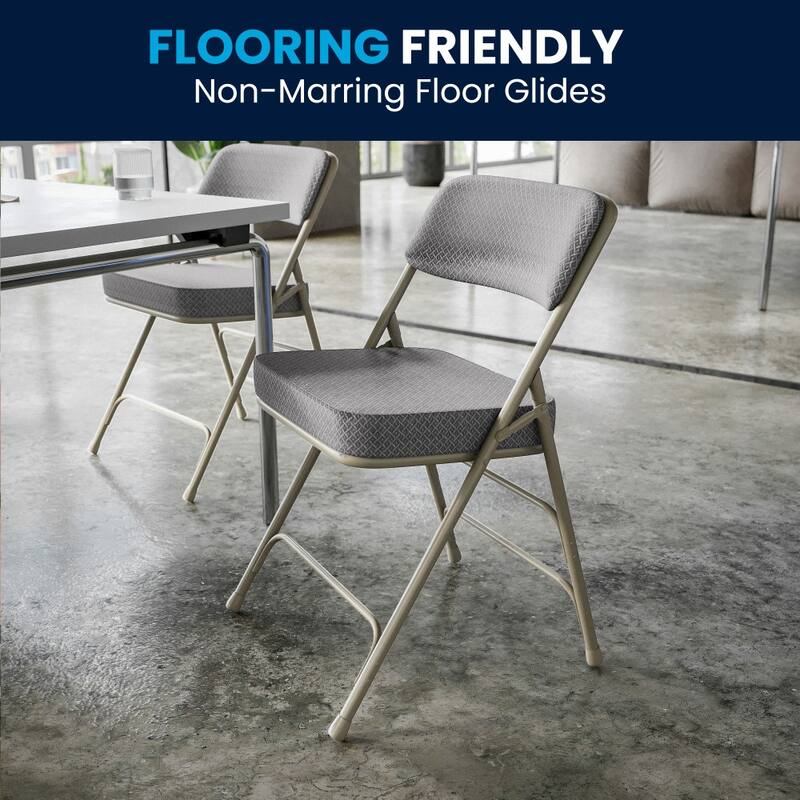2 Pack Curved Triple Braced & Double Hinged Upholstered Metal Folding Chair