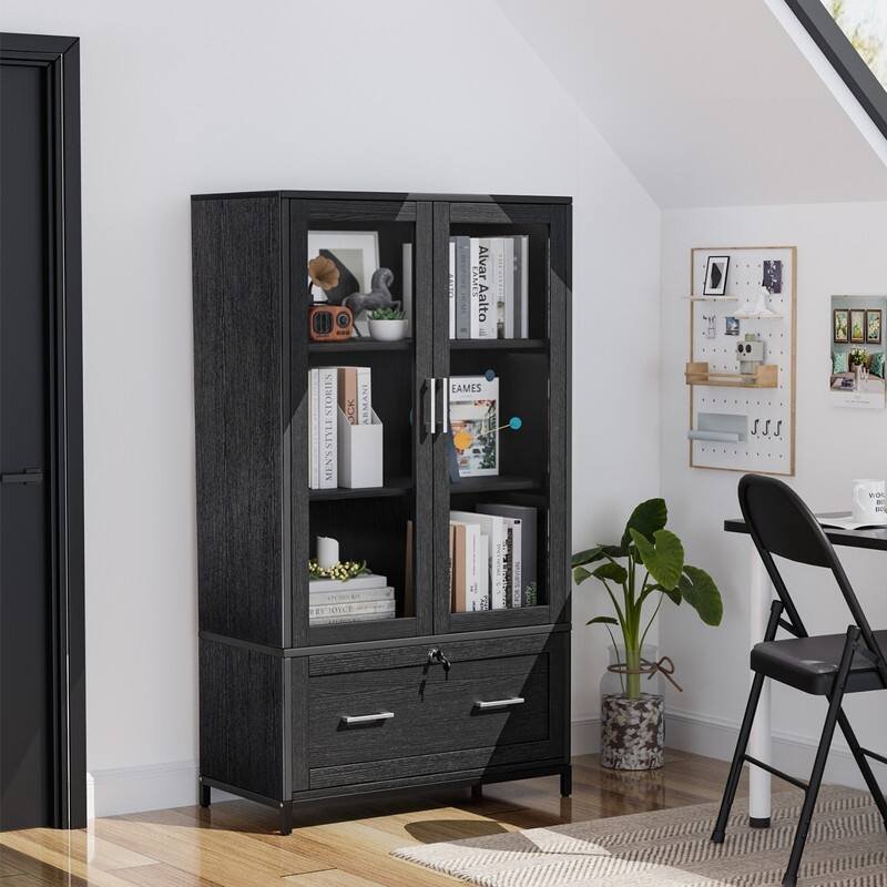 File Cabinet with Adjustable Shelves with Lock - Black - Legal