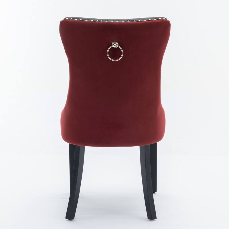 Modern Tufted Dining Chairs,Faux Leather Velvet Dining Chairs Set of 2,Upholstered Dining Room Chairs - N/A