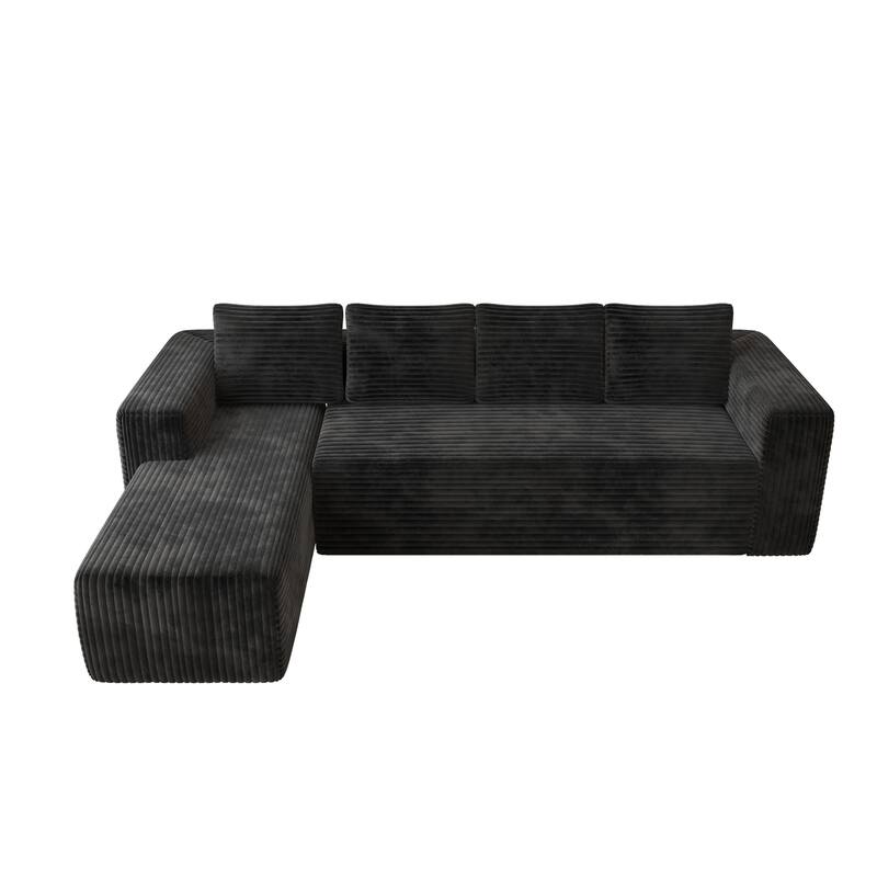 Corduroy Modular Deep Seat Couches L-shaped Chaise Sectional Sofa