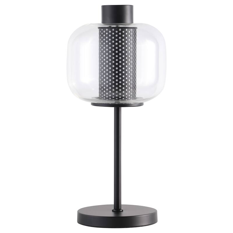 Ingrid 22-inch Glass Shade Bedside Table Lamp Black - Black