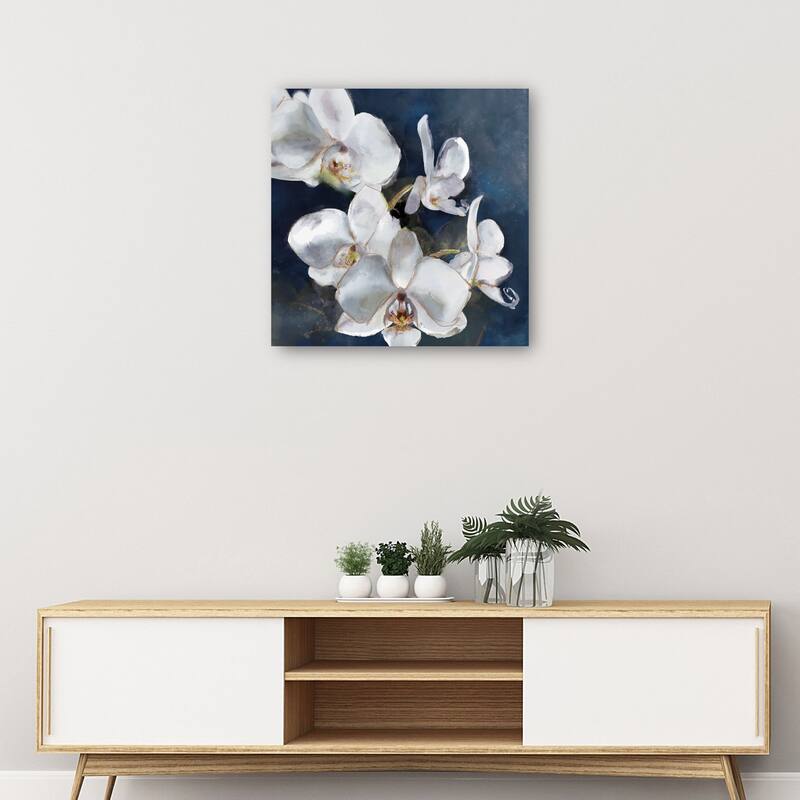 Orchid on Navy By Studio Arts Canvas Art Print