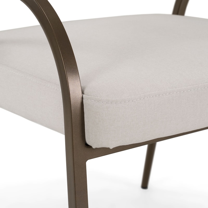 Hudson Modern Off-White Fabric & Bronze Dining Chair