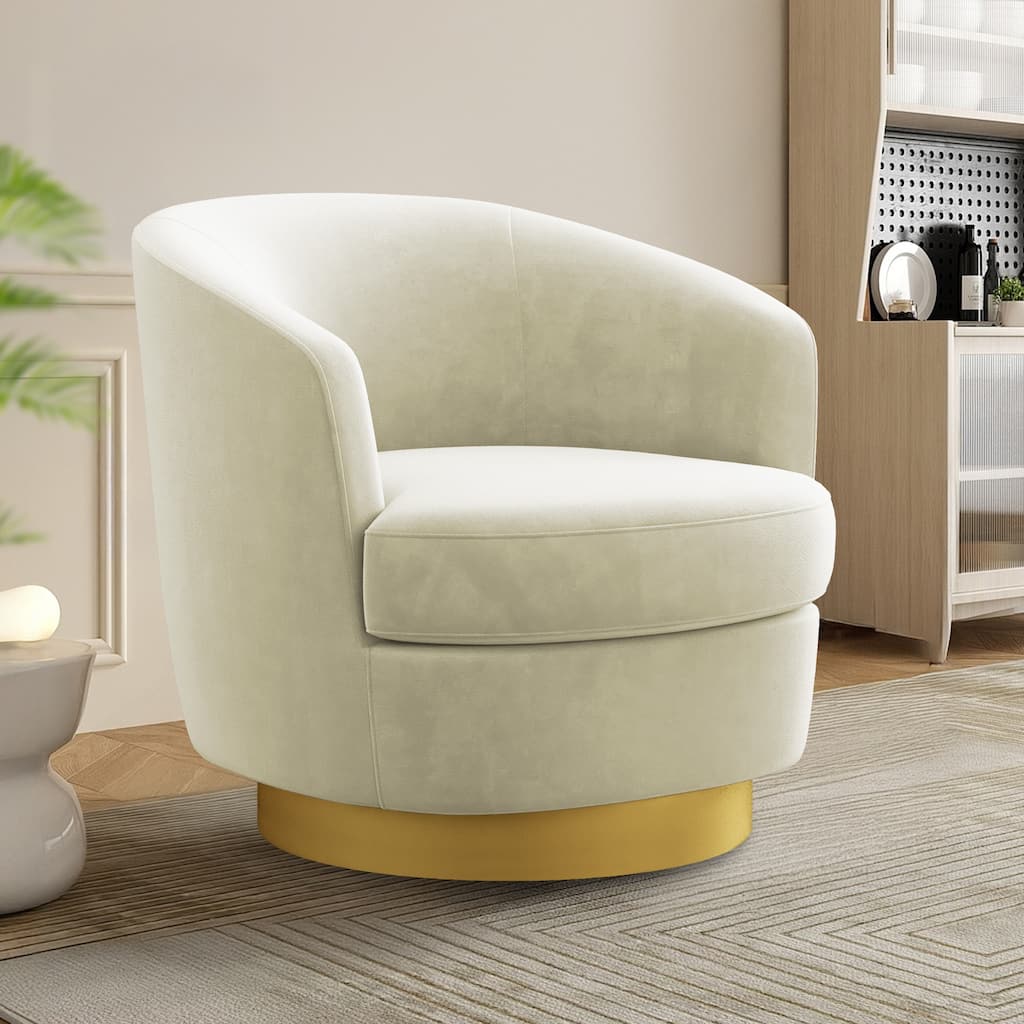360 Degree Velvet Swivel Club Chair, Soft & Comfotable