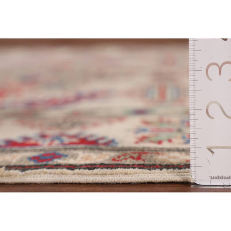 Geometric Kazak Oriental Accent Rug Hand-Knotted Wool Carpet - 3'11" x 5'11"