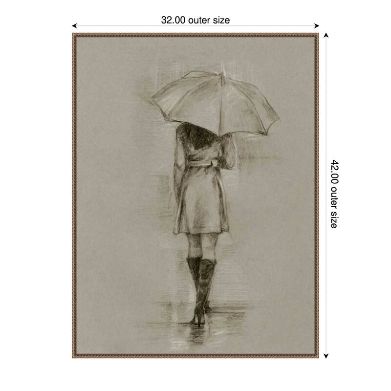 Rainy Day Rendezvous No. 1 by Ethan Harper Framed Canvas Wall Art Print - 32 x 42 in