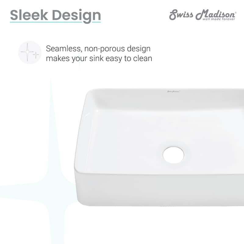 Bastille Rectangle Ceramic Vessel Sink - 20.05" x 15.95" 4.3"