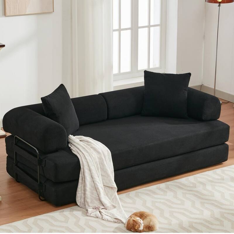 78.5" 4-in-1 Folding Convertible Out King Size Sleeper Sofa Bed