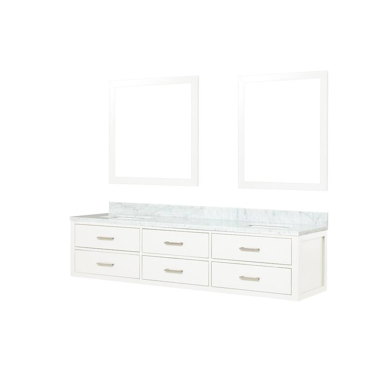 Lexora Castor Double Bath Vanity, Carrara Marble Top, and Mirrors
