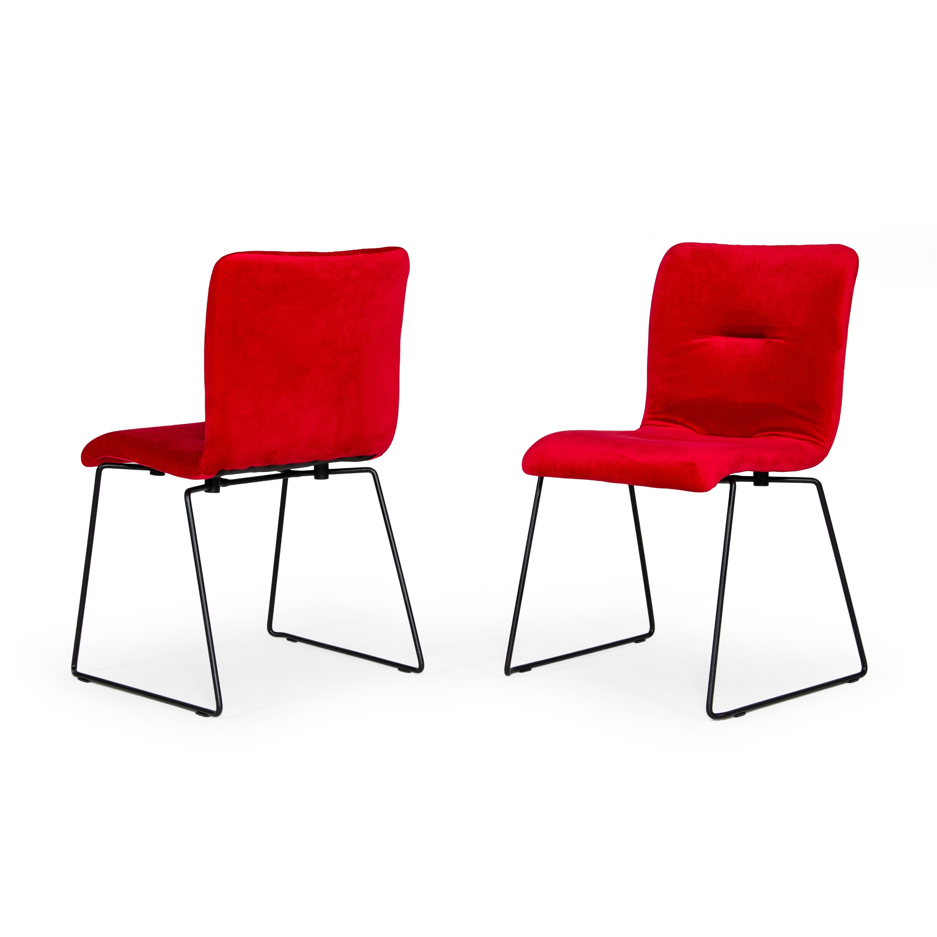 modrest yannis modern red fabric dining chair set of 2