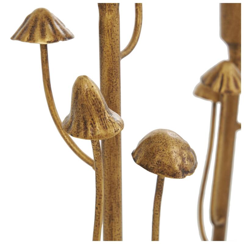 Metal Abstract Mushroom Inspired Candle Holder - Set of 2 Gold - Roche River Decor