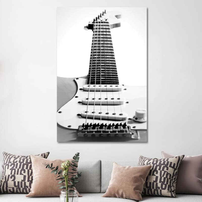 iCanvas "Black and White Guitar Side" by Tom Quartermaine Canvas Print
