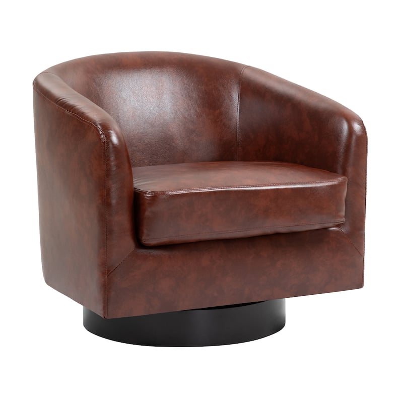 2 Set Round Barrel Chair 360-Degree Swivel Accent Chairs