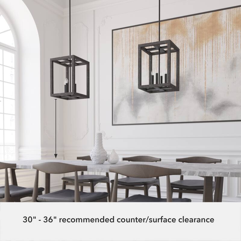 Hunter Squire Manor 12" 4-Light Pendant - Island, Dining Room, Entry - Modern Farmhouse, Transitional, Candle, Caged