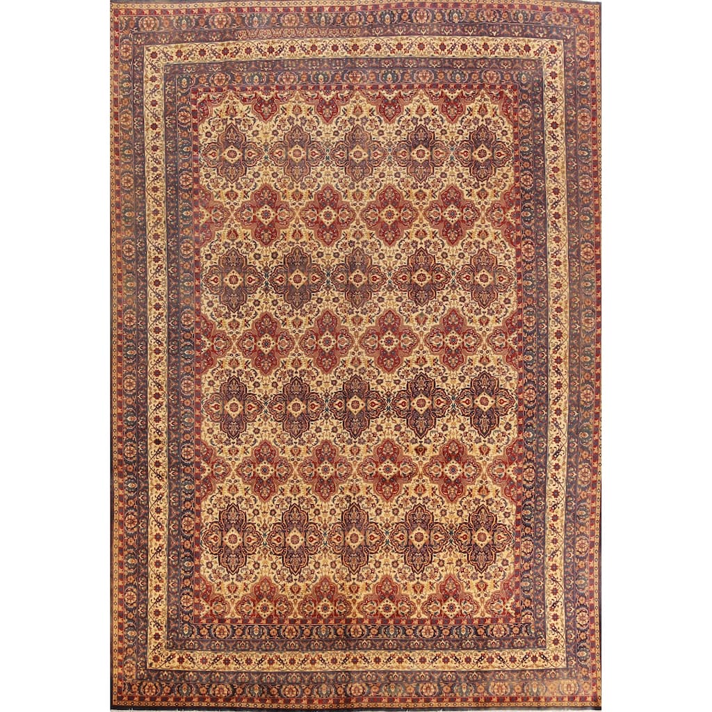 Hand Knotted Oriental 100% Wool Carpet Traditional All-Over Yellow & Gold Bakhtiari Area Rug - 13' 4'' X 9' 11''