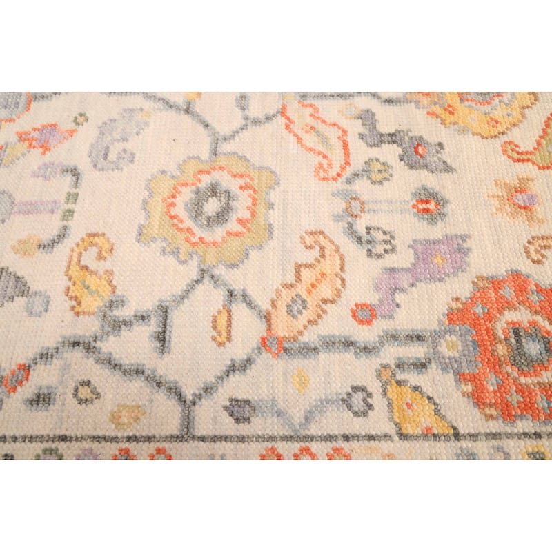 ECARPETGALLERY Hand-knotted Modern Oushak Ivory Wool Rug - 2'7 x 7'10