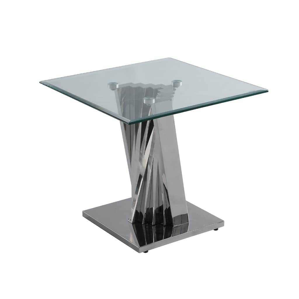 Best Quality Furniture Modern Glass End Table w/ Spiral Base - End Table