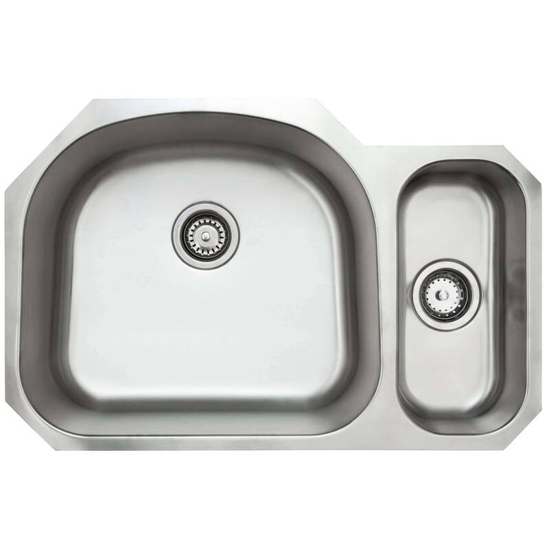 Fine Fixtures Undermount Offset Stainless Steel Double-bowl Sink - 31.5" x 21"