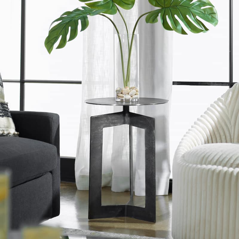 Uttermost Deltoid Gunmetal Accent Table - 17.5"W x 24"H x 17.5"D