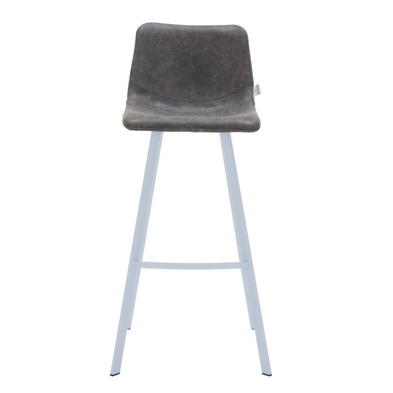 Leather 41" Counter Height Bar Stool with Stainless Steel Legs and Footrest