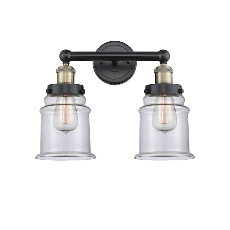 Innovations Lighting 616-2W-13-15 Canton Vanity Canton 2 Light 15" - Black Antique Brass / Clear