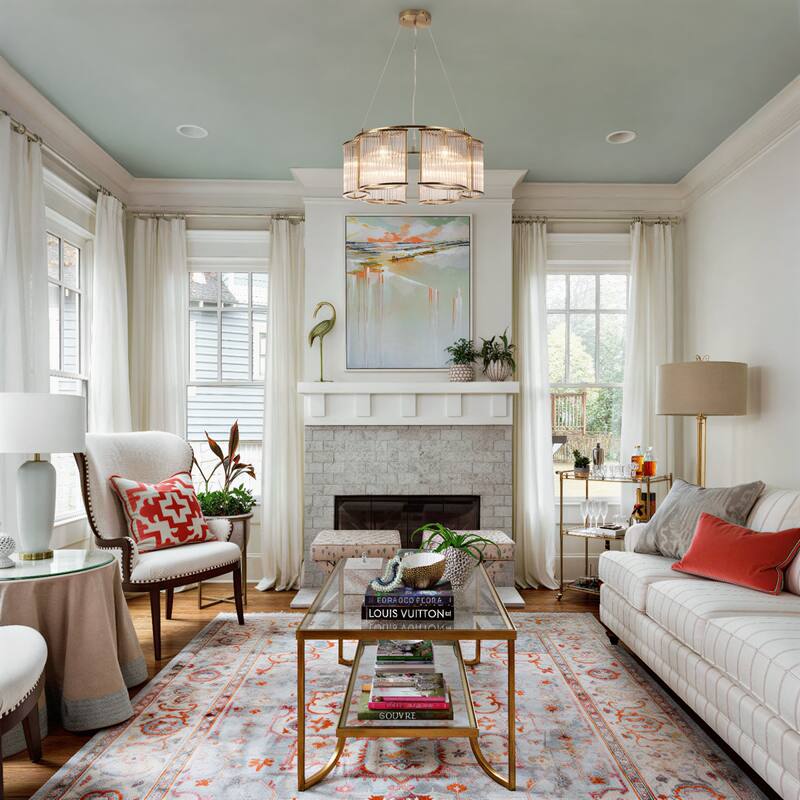 Modern Glam 6-Light Clear Glass Drum Chandelier for Living/Dining Room - Gold