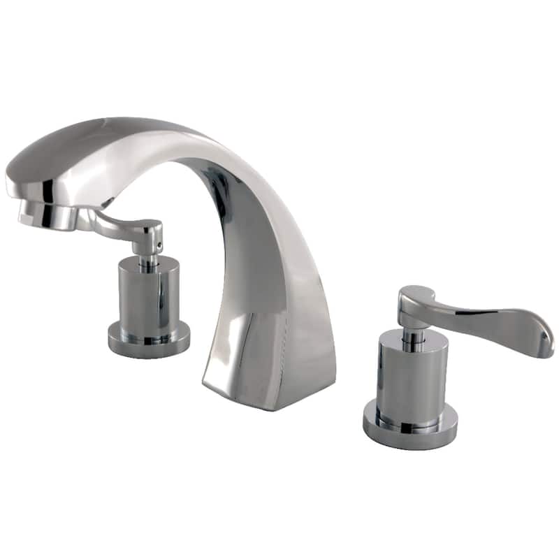 Kingston Brass Vintage Deck Mounted Roman Tub Filler with Lever - Polished Chrome