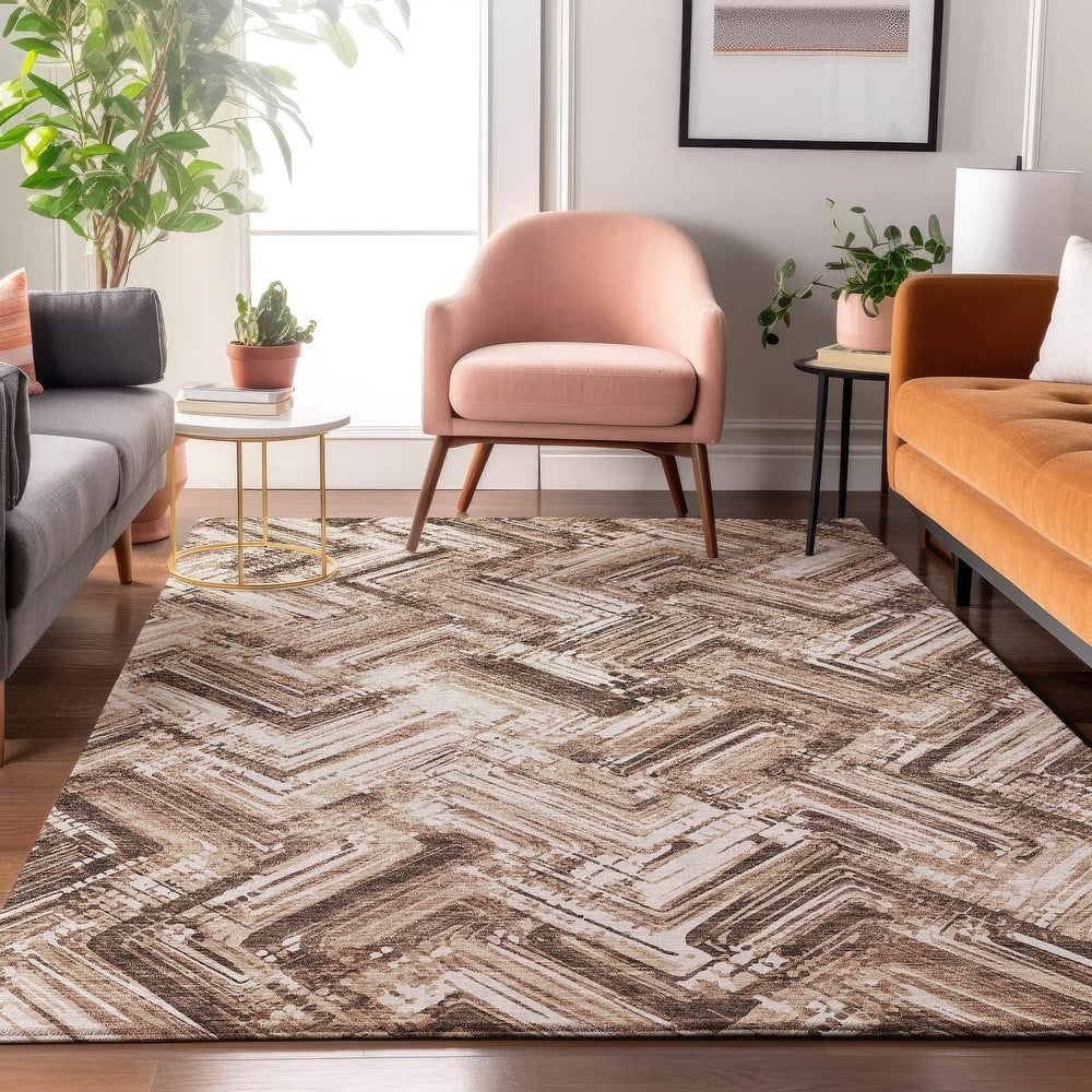 Premium Washable Super Soft Blurred Chevron Mayfield Rug
